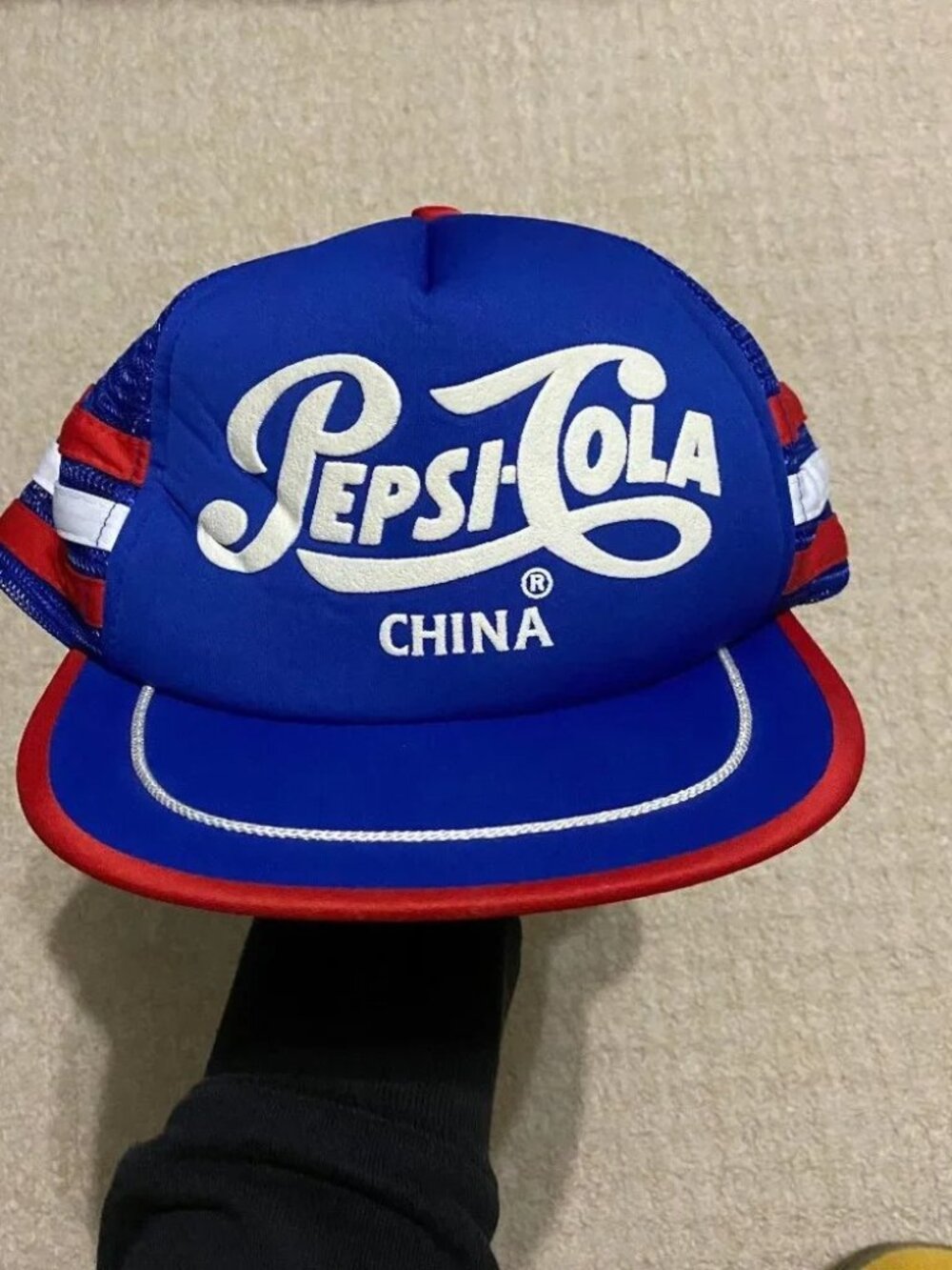 vintage pepsi cola china snapback trucker hat mesh three stripes unworn